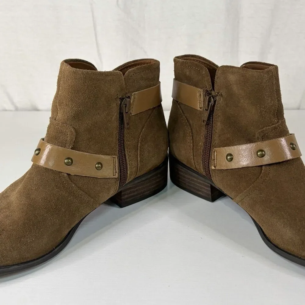 Crown Vintage Boots Womens 7.5 M Roberta Ankle Booties Brown Leather Side Zipper